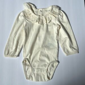 Eyelet Peter Pan long sleeve onesie